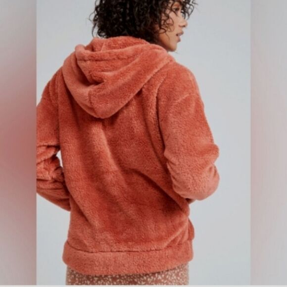 Roxy Surf Spray Rust Orange Fuzzy Hooded Pullover Jacket - Size Large - Picture 2 of 15